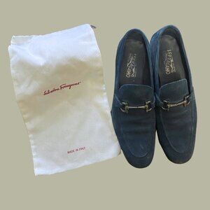 Salvatore Ferragamo Blue Suede Loafers Size 12 – Made in Italy 💙